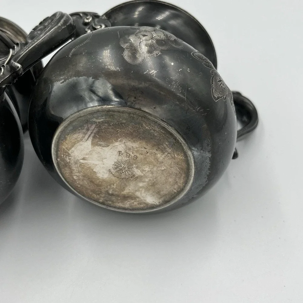 Vintage Homan Company Silver-plated Creamer and Covered Sugar Bowl Set High Tea